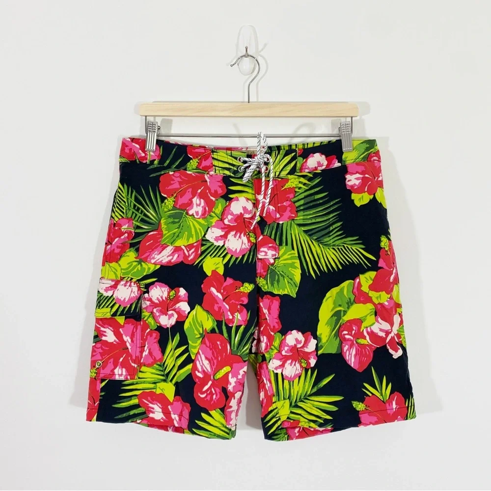 J. Crew Mens‎ 32 Hibiscus Eco Floral Board Shorts Swim Trucks
